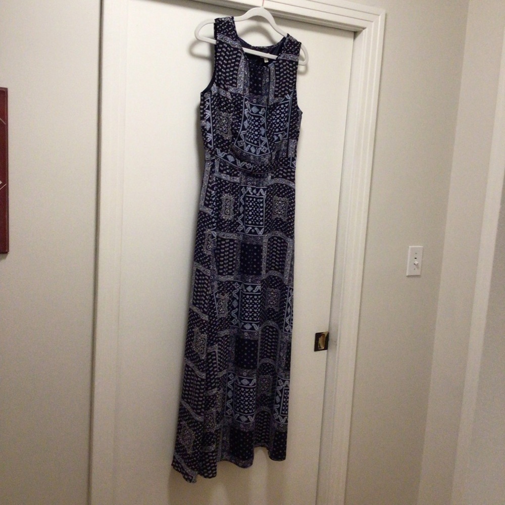Womens NWT Talbots Navy Bandana Print Maxi Dress